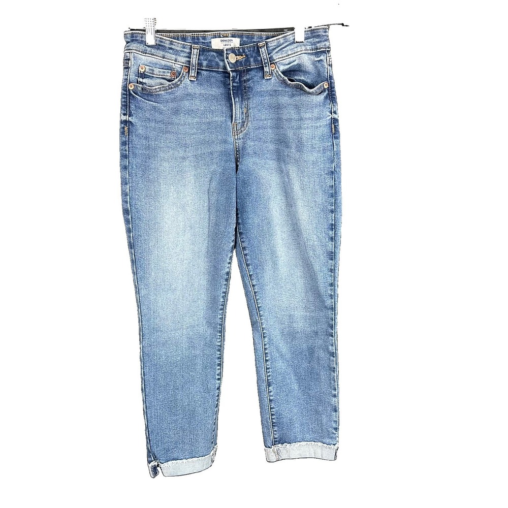 DENIZEN from Levi's Boyfriend Jeans Women Blue Medium Wash Cotton 5-Pocket SZ-6